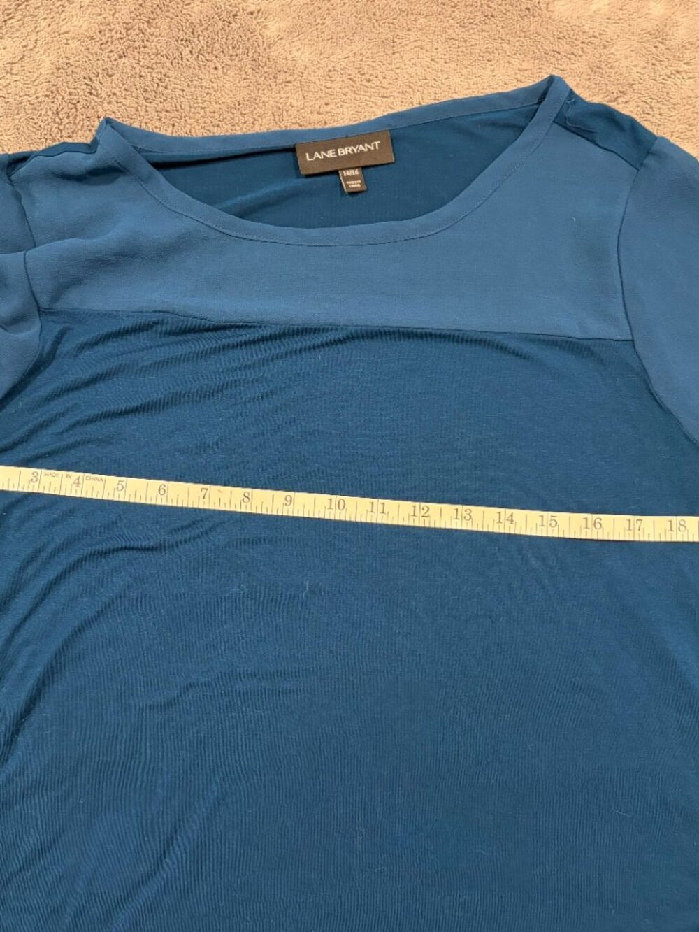 Lane Bryant blue shirt with sheer top, size 14/16 - Picture 7 of 12